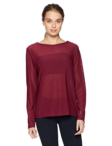 Reebok Crossfit Active Chill - Manga Larga para Mujer, Mujer, Manga Larga, EMU92, Vino rústico, M