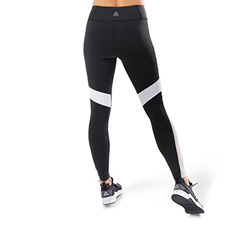 Reebok Lux Color Block Tight Mallas, Mujer, Multicolor (Negro/parchm), 2XS