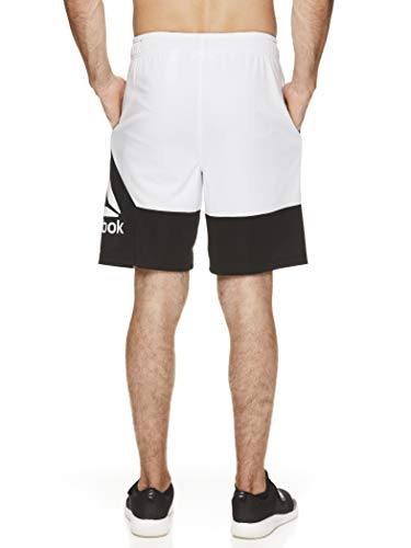 Reebok Men's Gym Shorts - Athletic Running & Lightweight Workout Short w/Pockets - Break Training Stark White, Large