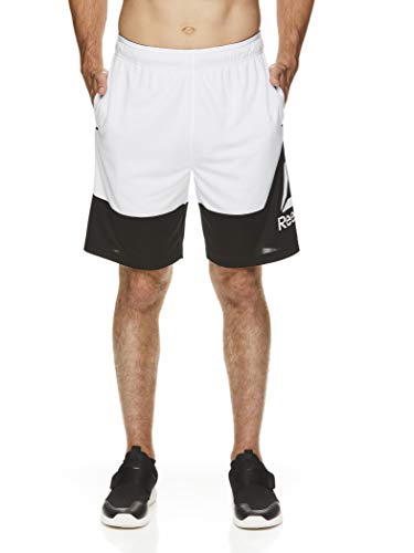 Reebok Men's Gym Shorts - Athletic Running & Lightweight Workout Short w/Pockets - Break Training Stark White, Large