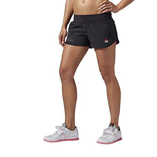 Reebok Pantalones Cortos de Punto de Corte Cruzado para Mujer, Mujer, Crossfit Knit Woven Graphic Short, Negro/Negro, XL