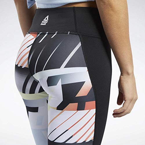 Reebok RC Lux Bold Texture 3/4 Tight-AMRAP Mallas, Mujer, Vivid Orange, L