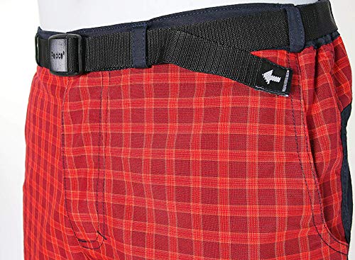 REJOICE Hemp - Pantalones de Escalada para Hombre y Mujer con cuadritos para Boulder, Escalada, Trekking y Senderismo etc, Rojo, L