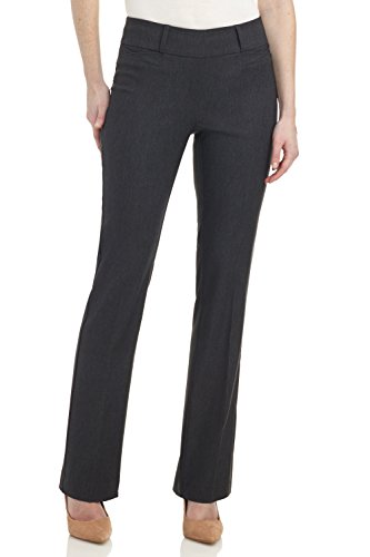 Rekucci Pantalon Siempre Comodo de Mujer Pantalon Ajustado Ligeramente Acampanado (6,Gris Oscuro)