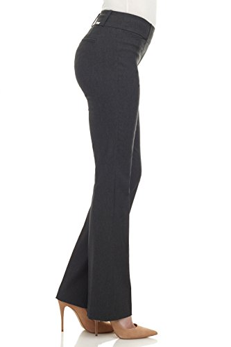 Rekucci Pantalon Siempre Comodo de Mujer Pantalon Ajustado Ligeramente Acampanado (6,Gris Oscuro)