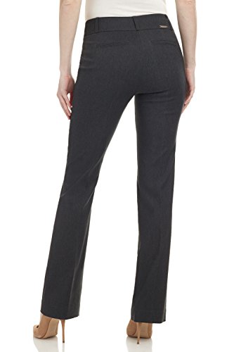 Rekucci Pantalon Siempre Comodo de Mujer Pantalon Ajustado Ligeramente Acampanado (6,Gris Oscuro)