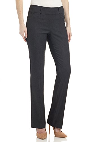 Rekucci Pantalon Siempre Comodo de Mujer Pantalon Ajustado Ligeramente Acampanado (6,Gris Oscuro)