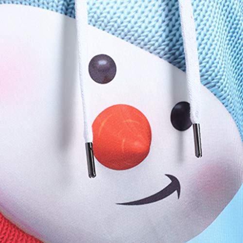 Reooly Sudadera con Capucha de Mujer Sudadera navideña con Bolsillo de Canguro de Dibujos Animados Sudadera de Costura con Estampado de muñeco de Nieve(E-Azul,XXX-Large)