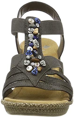Rieker 665g1-45, Sandalias Punta Cerrada Mujer, Gris (Basalt 45), 38 EU