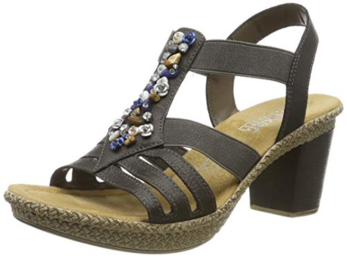 Rieker 665g1-45, Sandalias Punta Cerrada Mujer, Gris (Basalt 45), 38 EU