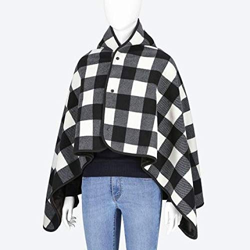 Ririhong Mantón de Franela de Felpa Suave con Botones Capa Ropa para el hogar Manta a Cuadros de Doble Capa para Mujer Abrigo cálido de Invierno para Mujer -Green_Grid_80cm * 130cm