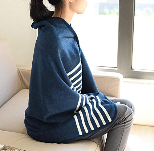 Ririhong Mantón de Franela de Felpa Suave con Botones Capa Ropa para el hogar Manta a Cuadros de Doble Capa para Mujer Abrigo cálido de Invierno para Mujer -Green_Grid_80cm * 130cm