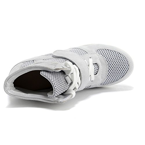 Rismart Mujer Zapatos Formal Oculto Tacón Cuña Gamuza Tela Zapatillas (Gris,EU37)