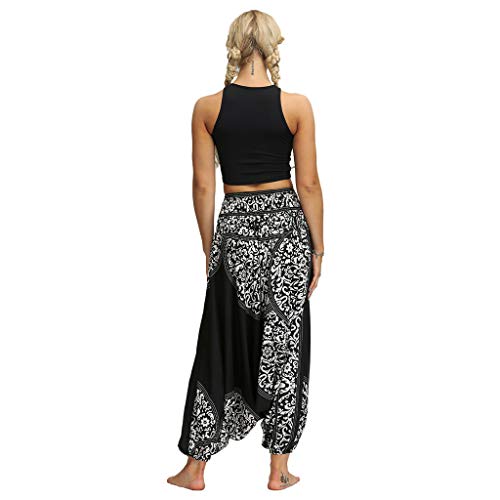 RISTHY Harén Pantalones de Estilo Hippie Mujer de Vendimia Estilo Nacional Aladdin Pantalones Harem Retro Bohemia Ocasionales Hippie Pantalones de Playa para Vacaciones