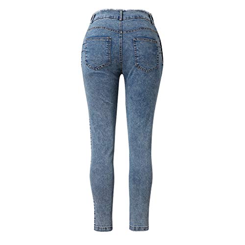 RISTHY Jeans Skinny Push-Up Mujer Vaqueros Pantalones Elásticos Jeans Denim Largo Mujer Cintura Alta con Cordón Lazo Vaquero Tejano para Mujer Elástico Relaxed-Fit