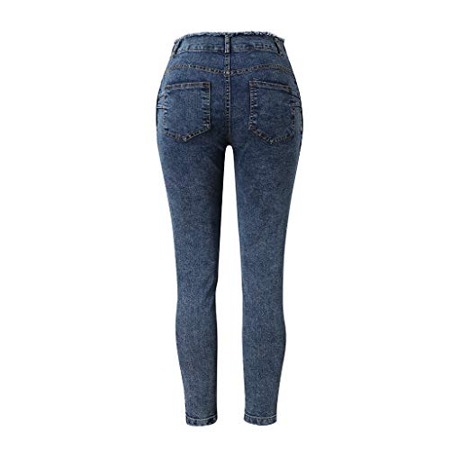 RISTHY Jeans Skinny Push-Up Mujer Vaqueros Pantalones Elásticos Jeans Denim Largo Mujer Cintura Alta con Cordón Lazo Vaquero Tejano para Mujer Elástico Relaxed-Fit