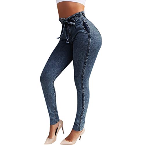 Pantalones de mezclilla para mujer, pantalones de lápiz, estilo casual, con  bolsillo con lazo, pantalones con cierre, Azul, XXL : :  Deportes y Aire Libre