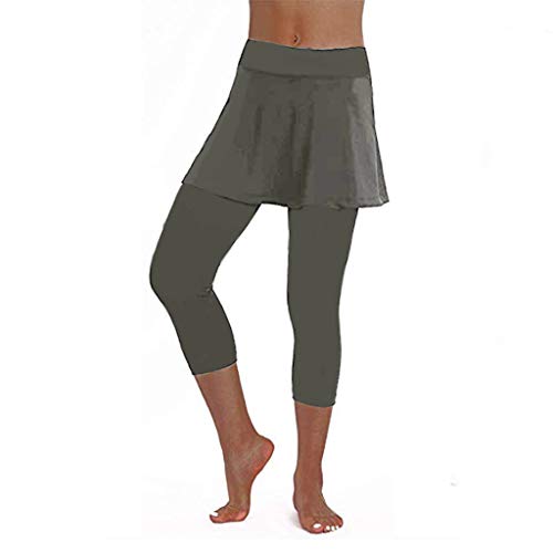 RISTHY Leggins para Damas Vestidos Falda Deportivos Pantalones 3/4 Largos Yoga Ejercicio Gimnasio Pantalón de Deportes Correr Entrenamiento Fitness Transpirables Cintura Alta Push Up