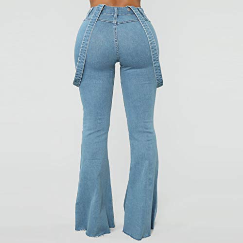 RISTHY Mujer Pantalones Acampanados Petos Casual Vaqueros Rotos Ocios Cintura Alta Jeans de Mujer Ancho Pierna Elástica Holgados Bota Boot-Cut