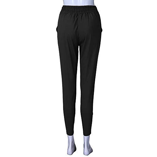 RISTHY Mujer Pantalones Largos Ajustados con Cinturón Pantalones Verano Mujeres Cintura Alta Pantalón de Oficina Color Sólido Casual Suave Cómodo