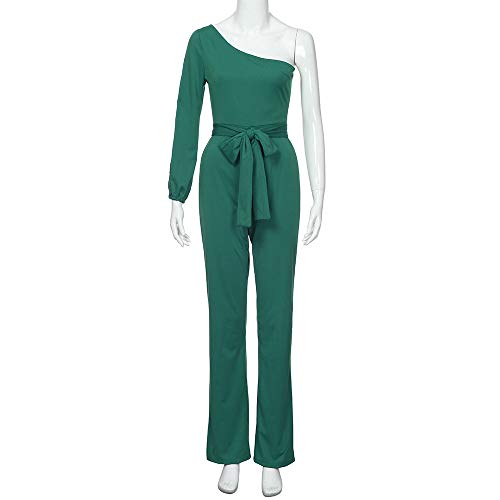 RISTHY Mujeres Monos de Vestir Mujer Un Hombro Largos Elegante Cintura Alta Bodysuit Verano Pantalones Acampanados Monos De Fiesta Playa Clubwear Playsuits Vendaje Jumpsuits