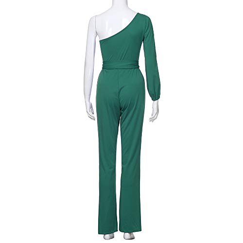 RISTHY Mujeres Monos de Vestir Mujer Un Hombro Largos Elegante Cintura Alta Bodysuit Verano Pantalones Acampanados Monos De Fiesta Playa Clubwear Playsuits Vendaje Jumpsuits