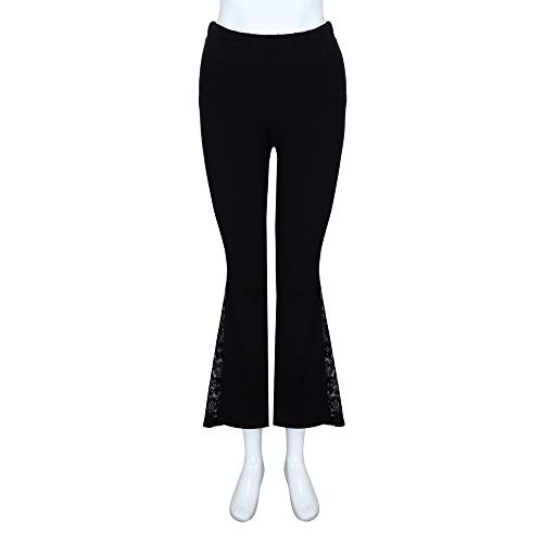 RISTHY Pantalones Acampanados Mujer Verano Pantalones de Vestir Encaje Palazzo Cintura Alta Pantalones Perspectiva Fluido Pantalones Anchos Slim Fit Push Up para Mujeres