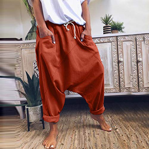 RISTHY Pantalones Anchos Mujer, Pantalones Tallas Grandes Baggy Aladin Bombacho Pantalones Casuales Flojos de Hip Hop Holgados Pantalones Deportivos Casual para Mujeres y Hombres