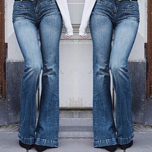 RISTHY Pantalones Vaqueros Acampanados Mujeres Jeans Pantalones Lápiz Largos Pantalones de Campana Elástico con Bolsillos Bootcut Pantalones Elegante