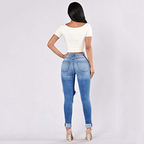 RISTHY Pantalones Vaqueros Mujer Slim Fit, Flaco Pantalones Largos Lápiz Vaqueros Rotos Pantalones Elásticos Stretch Jeans Pantalones Vaqueros Mujer de Vestir