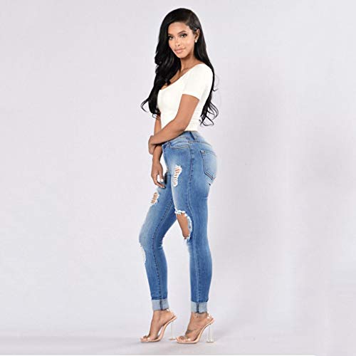 RISTHY Pantalones Vaqueros Mujer Slim Fit, Flaco Pantalones Largos Lápiz Vaqueros Rotos Pantalones Elásticos Stretch Jeans Pantalones Vaqueros Mujer de Vestir