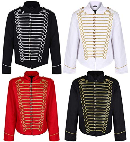 Ro Rox Chaqueta Ajustada de Desfile Militar Punk Percusionista en para Hombres - Negro & Oro (Talla Masculina XL)