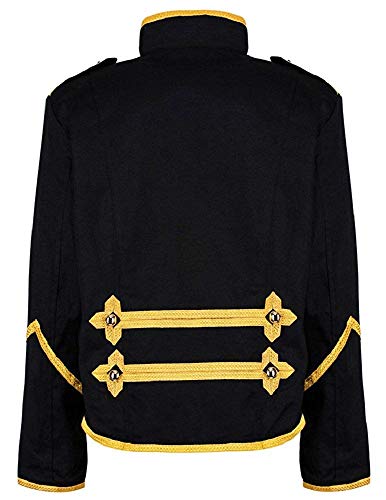 Ro Rox Chaqueta Ajustada de Desfile Militar Punk Percusionista - Negro & Dorado (para Hombres L)