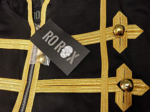 Ro Rox Chaqueta Ajustada de Desfile Militar Punk Percusionista - Negro & Dorado (para Hombres L)