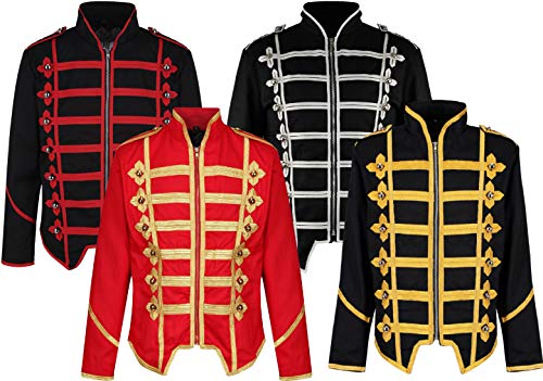 Ro Rox Chaqueta Ajustada de Desfile Militar Punk Percusionista - Negro & Dorado (para Hombres L)