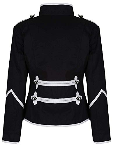 Ro Rox Chaqueta de Percusionista para Mujer Desfile Militar EMO Punk - Negro & Plata (ES 46)