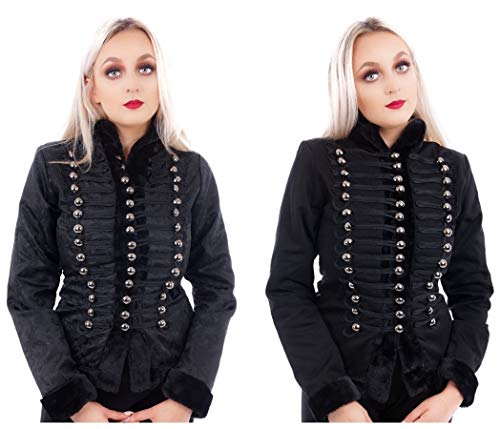 Ro Rox Chaqueta Gótica Desfile Militar para Mujer con Piel Sintética Negro (L)