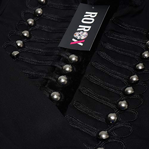 Ro Rox Chaqueta Gótica Desfile Militar para Mujer con Piel Sintética Negro (L)