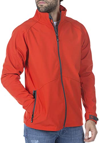 Roc Neige Chaqueta Softshell Hombre, Lisa, con Cremallera y Bolsillos Laterales, Ajuste Velcro en puños. Impermeable, Cortavientos, Alta Capacidad Termica. Hombre Rojo XL