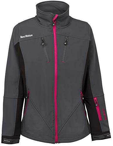 Roc Neige Chaqueta Softshell Mujer, combinada, Cremallera, Bolsillo en Pecho+Laterales, Velcro en puños. Impermeable, Cortavientos, Alta Capacidad Termica. Mujer Gris Oscuro+Negro M