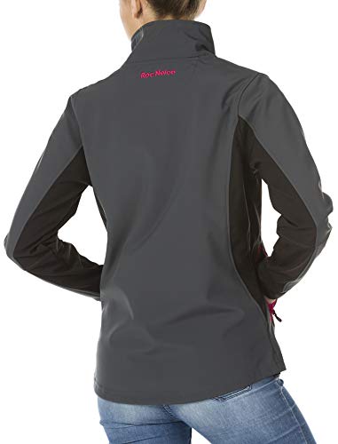 Roc Neige Chaqueta Softshell Mujer, combinada, Cremallera, Bolsillo en Pecho+Laterales, Velcro en puños. Impermeable, Cortavientos, Alta Capacidad Termica. Mujer Gris Oscuro+Negro M