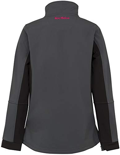 Roc Neige Chaqueta Softshell Mujer, combinada, Cremallera, Bolsillo en Pecho+Laterales, Velcro en puños. Impermeable, Cortavientos, Alta Capacidad Termica. Mujer Gris Oscuro+Negro M