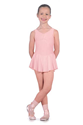 Roch Valley ISTDJ Maillot de licra con falda, rosa pálido, edad 5-6 años