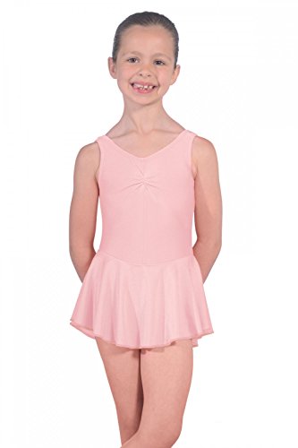 Roch Valley ISTDJ Maillot de licra con falda, rosa pálido, edad 5-6 años