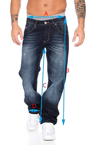 Rock Creek - Pantalones vaqueros para hombre de corte recto y pierna recta, color azul, RC-2091 azul 42W x 40L