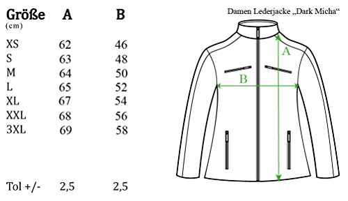 ROCK-IT Apparel® Chaqueta de Cuero para Damas Biker Dark Micha Chaqueta de transición Hecha de Genuino Cordero de Cuero Nappa Chaqueta para Damas Chaqueta de Cuero Real Color Negro M