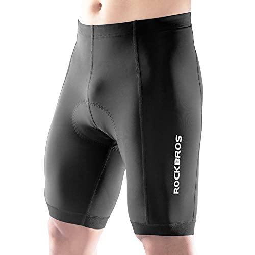 ROCKBROS Pantalones Cortos para Ciclismo con 4D Acolchado para Hombres Mujeres para MTB Bicicleta Deportes Transpirable Secado Rápido, Negro
