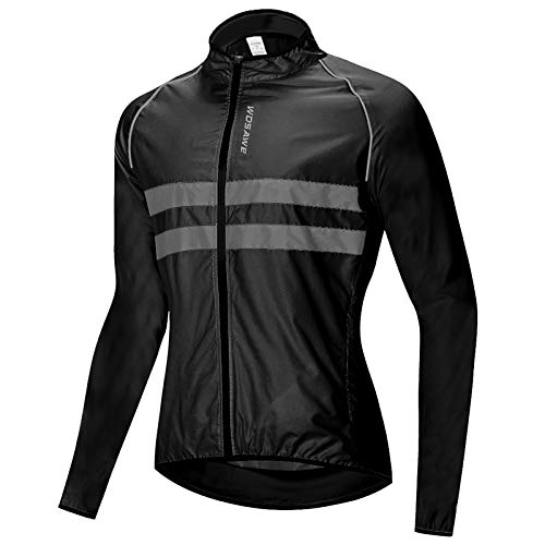 Roeam Chaqueta Cortaviento Hombre de Ciclismo,Resistente Viento y Agua,Tira Reflectante