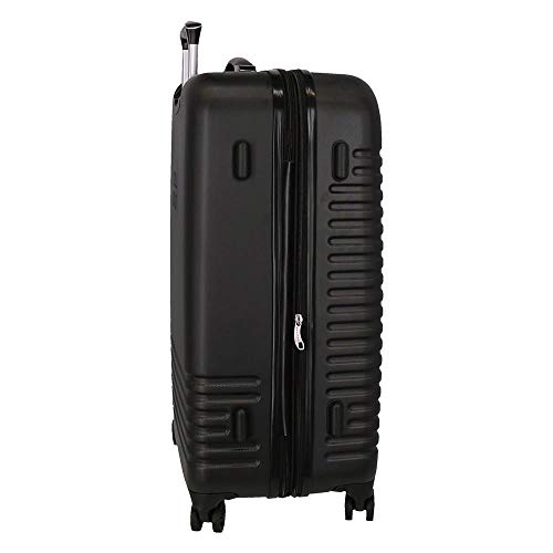 Roll Road India Maleta Grande Negro 55x80x29 cms Rígida ABS Cierre combinación 108L 4,7Kgs 4 Ruedas Dobles Extensible