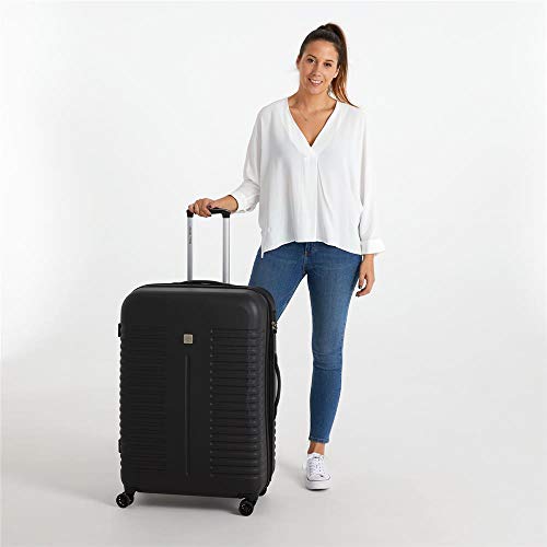 Roll Road India Maleta Grande Negro 55x80x29 cms Rígida ABS Cierre combinación 108L 4,7Kgs 4 Ruedas Dobles Extensible